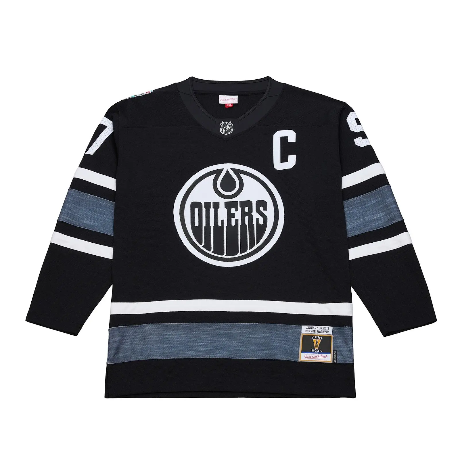 Connor McDavid 2019 NHL All-Star Game Black Power Play Jersey Throwback Hockey Fan Gear Mitchell & Ness