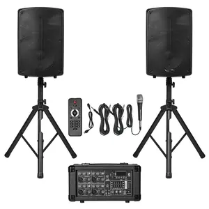 Two 10-Inch PA Speakers System With 800W Mixer, Wireless Bluetooth Microphone, Karaoke DJ Party Ready Sound Reinforcement Package For Home Studio, Live Events, And Mobile DJ Sets Ideal For Portable Setups