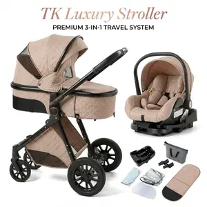 4-in-1 Portable & Foldable Baby  with Sunshade, High Quality Lightweight Travel   Babies Outdoor Activity, Easy Fold  Travel and Shopping, Multifunctional Vintage Straw Convertible Car Seat Folding Wagon for single stroller running Seat Carrier Stroller