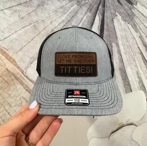Funny Men’s Hat – “I love pronouns let me she/them Titties” Patch Hat – Adult Humor Trucker Cap – Offensive Gag Gift for Him