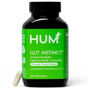 HUM Gut Instinct (30-Day Supply) - Daily Probiotics for Digestive Health for Women and Men - Lactobacillus + Bifidobacterium Strains for Bloating, Immune Support + Healthy Gut Diversity