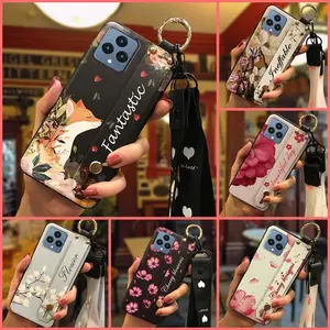 Wrist Strap Kickstand Phone Case For TCL T-Mobile Revvl6/T Phone Phone Holder Anti-knock Dirt-resistant Durable ring protective Shockproof Anti-dust Lanyard Waterproof Back Cover