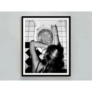 After the Disco Party Print, Black and White, Funny Bathroom Wall Art, Bar Poster, Girls Bathroom Decor, Teen Girl Bedroom Ornaments Artistic