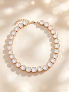 18K Gold-Plated Iridescent Gradient Crystal Bead Necklace – Versatile Spring/Summer Jewelry for Women – Perfect Birthday, Anniversary, or Holiday Gift for Her