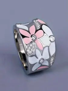 Mother's Day Gift Fashion Flower Pattern Rhinestone Decorated Wedding Rings Perfect As Gift, Elegant Women's Wedding Engagement Bridal Jewelry Gift, Classic Maximalist Jewelry Fashion Accessories for Daily