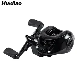 Huidiao Beginner Baitcasting Reel 7.2:1 High Speed Ratio 22lb Max Drag Black Low Profile Baitcaster Saltwater Casting Reels with 12-Levels Magnetic Brake System Metal Spool/Handle for Lure Fishing
