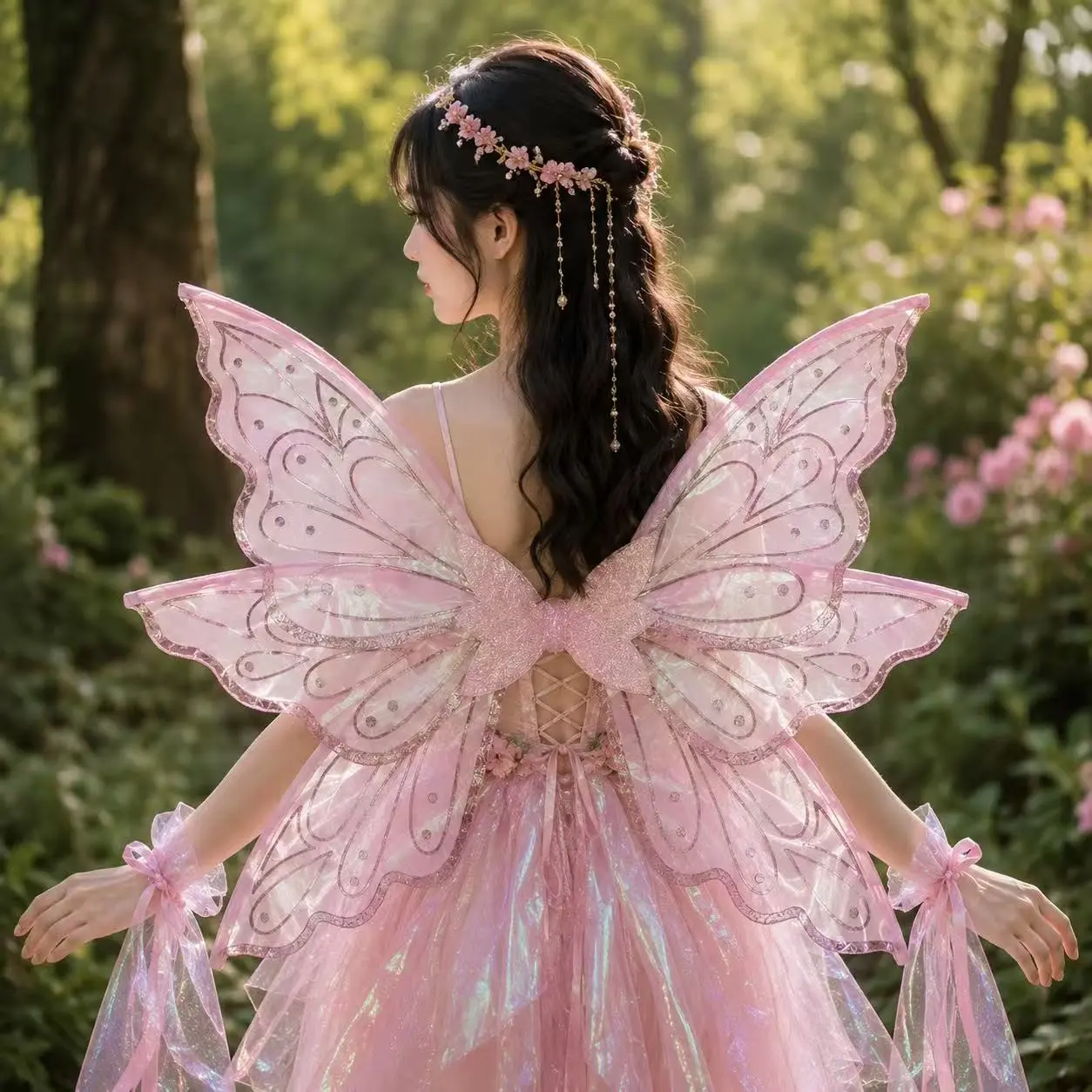 Festive Event Prop, Outdoor Photography, Stage Performance, Cosplay Fairy Wings, Anime Convention Role Play Accessory, Dreamy Six-Petal Wings, Costume Prop