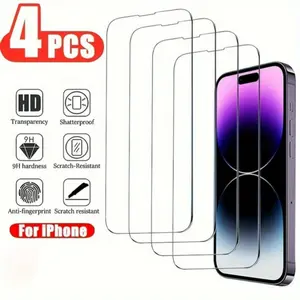 Enhanced Protection for Your iPhone Screen - Premium 4-Pack Full Screen Tempered Glass Protector with Bubble-Free Installation for iPhone Series