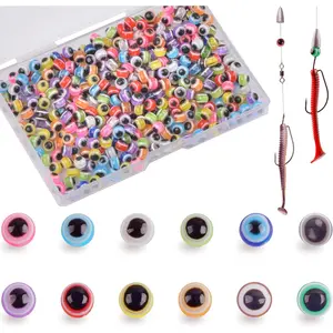Fishing Beads Kit Fishing Eye Beads Mixed Color Hard Plastic 3D Fishing Line Beads Fish Eye Lure Beads Assortment for Texas Carolina Rigs Fishing Rigs DIY Kit 5mm 6mm 8mm 10mm