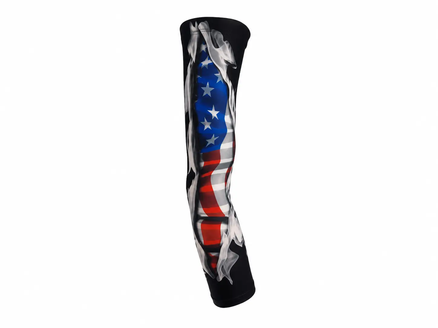 Black USA Flag Compression Arm Sleeve - Youth & Adult Sizes, UV Protection, for Sports, Gym Use