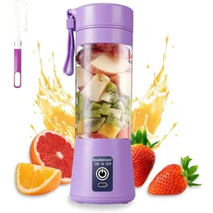 Portable Blender Cup,Electric USB Juicer Blender,Portable Juicer For Shakes and Smoothies, juice,380ml, Six Blades Great for Mixing,light purple
