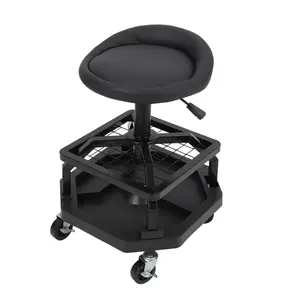 330LBS Rolling Shop Stool Heavy-Duty Mechanic Stool With Casters For Garage, Comfortable Support, Black