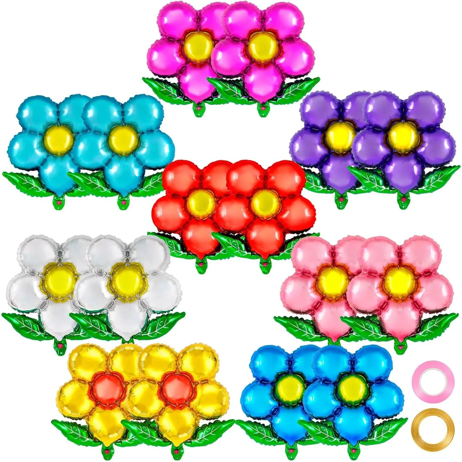 16 Pcs Flower Balloons,20 Inch Flower Foil Balloons Colorful Flower Shaped Balloons Floral Balloons Flower Party Decor Balloon for Wedding Birthday Shower Flower Themed Party Decorations