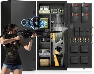 20-25 Large Gun Safe，Fingerprint Keypad Large Unassembled Gun Safe for Rifles and Shotgun, Rifle Safe with Dual Alarm System and Mute Function, Rifle Safes with Adjustable Gun Rack