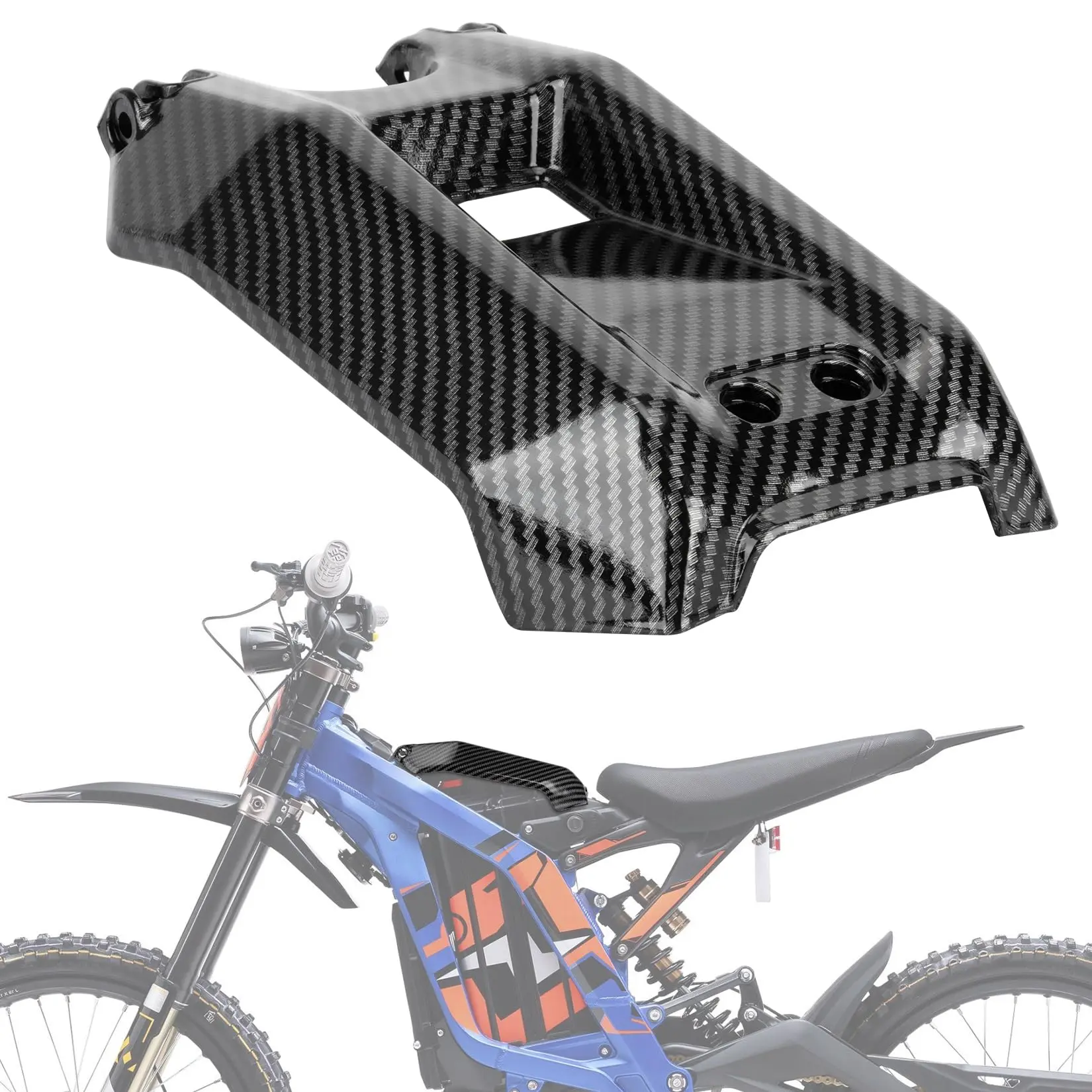 Water Transfer Carbon Fiber Battery Cover Splash Guard - Elastic, Twist-Resistant Fit, Scratch Shield Motorcycle Accessory for Sur Ron Light Bee X Off-Road Electric Bike
