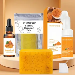 Turmeric Cleansing Set, Deep-Cleansing Turmeric Soap, Facial Cleansing Pads, Face Wash & Oil, Pore Cleanser, Exfoliating Cleanser, Turmeric Foaming Cleanser, Facial Foam Wash Rejuvenating Sets, Kit
