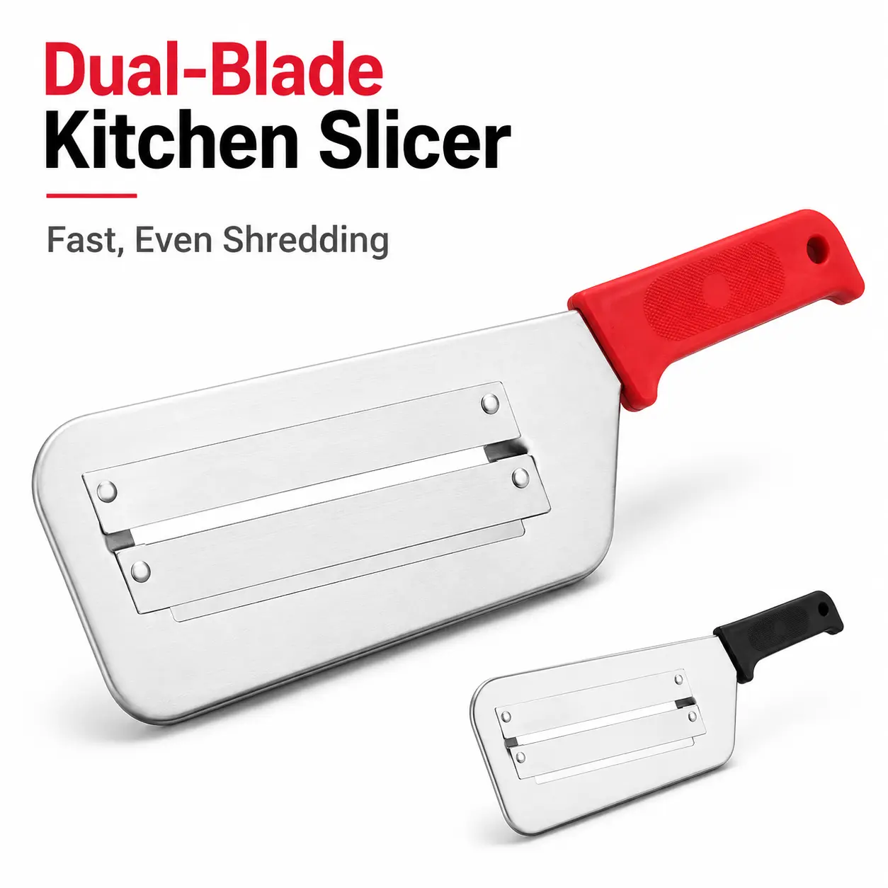 2-in-1 Julienne Grater & Cabbage Slicer, Double-Sided Stainless Steel Blade, Lightweight Kitchen Tool, Dishwasher Safe