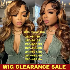 [Wig Clearance Sale] Suntuhair 20-32inch Balayage Highlight Brown Body Wave Wig 200 density Human Hair Full 13x4 HD Lace Front Pre Plucked Hairline and Bleached Knots Affordable Wigs For Black Women