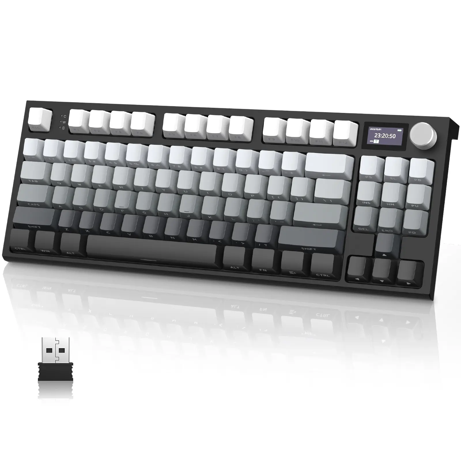 ATTACK SHARK K86 Wireless Mechanical Gaming Keyboard with 1.2" TFT Color Display & CNC Knob,Hot Swappable RGB Backlit,2.4GHz/Wireless/Wired Modes,Customizable Blue Whale Switch,PBT Keycaps for WIN/MAC
