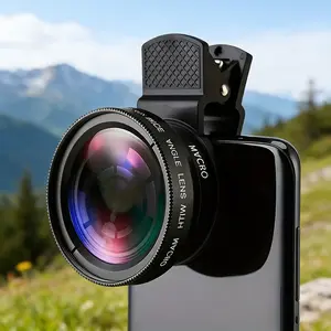 2 in 1 Universal Clip-On HD Phone Lens Kit, 0.45x Wide Angle and 12x Macro Lens for iPhone, Samsung and Most Smartphones