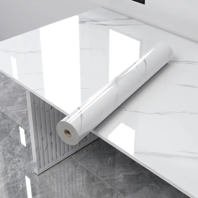 Marble Self-Adhesive Vinyl Wallpaper Roll, Marble Pattern Wallpaper, Heat Resistant, Easy Clean, Bathroom Kitchen Interior Walls Furniture Decor, Cabinet Door Protection Film
