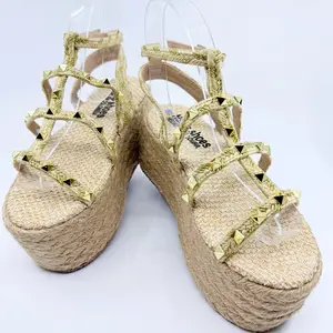 Karla Heart Sandals Handmade Platforms Open Toe Summer Plain Jute Buckle Closure 7cm Comfortable Footwear