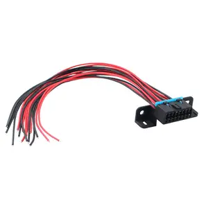 OBD II J1962F OBD2 16 Pin Female Connector Dash Port Open Tinned Wire Pigtail Full Cables DIY with Underdash Bracket Fixed Harness Assembled Plug in 12""/30cm
