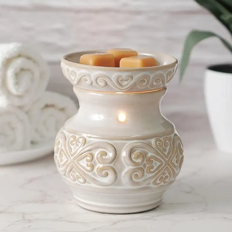 Cream Ceramic Electric Fragrance Warmer - 5 High Compact Design for Wax Melts, Cubes, or Essential Oils, Safe & Efficient Fragrance Diffusion Decor Light