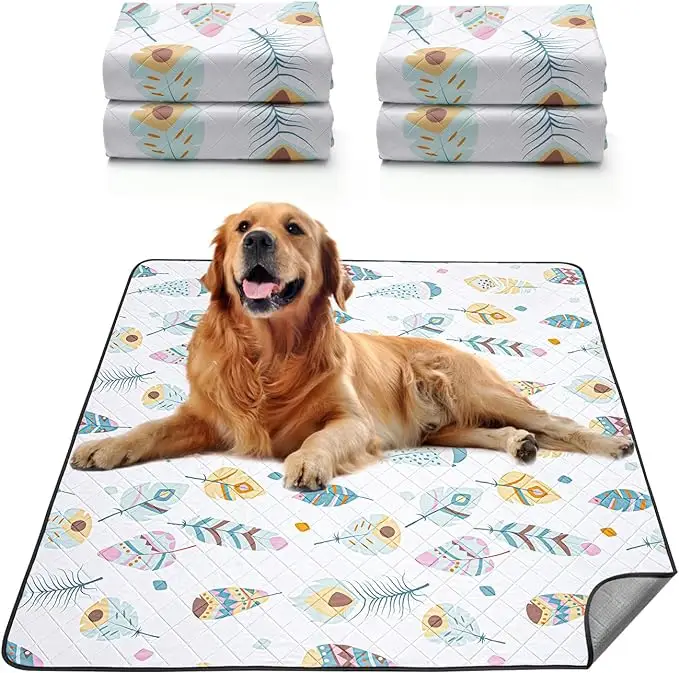 Washable Puppy Pads,4 Pack Ultra-Absorbent and Leak-Proof Whelping Pads, Non-Slip Reusable Puppy Pads, Waterproof Puppy Training Pads for Playpen, Cra