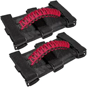 Roll Bar Grab Handles for Jeep Wrangler – Paracord Grip Handles for JK JKU JL JLU TJ YJ & Gladiator JT