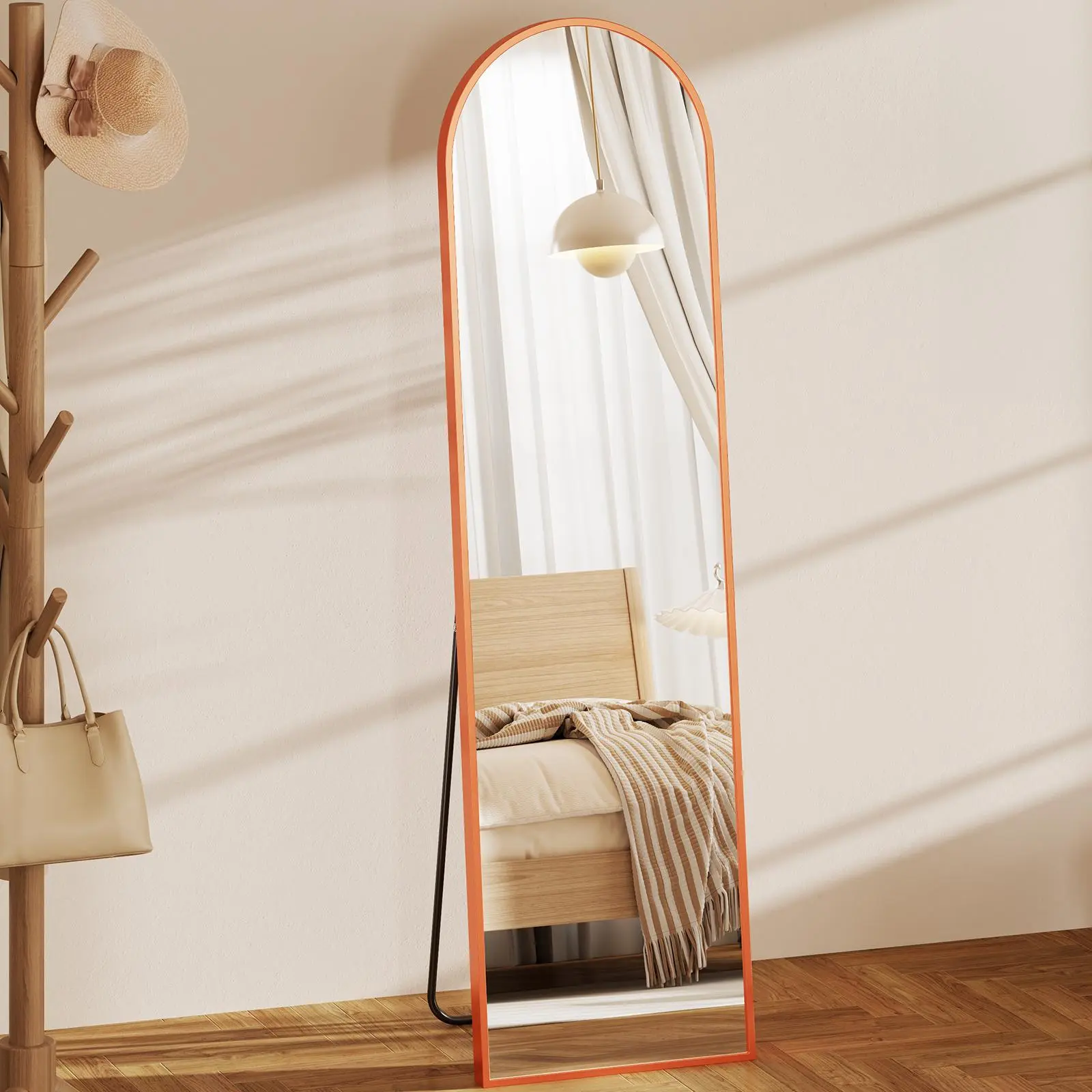 59"x16" Arched Full Length Wall Mirror, Wall Mounted Body Mirror with Aluminum Alloy Frame, HD Explosion-Proof Glass for Bedroom, Living Room, Hallway, Dressing Room
