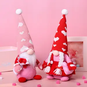 Valentine's Day decoration: Red heart, pink hat, fairy figure, room table decoration, Valentine's Day gift, couple party decoration