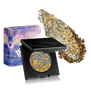 Delanci Gold + Silver Dreamland Duo Chrome Eyeshadow Palette Highly Pigmented Shades for Creative Playable Makeup Bold Eye-Catching Looks for Makeup Enthusiasts Dramatic Chromatic Impressionist Oil Painting Flake