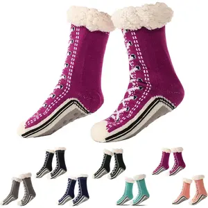 Ultra-Thick Cashmere Slipper Home Socks,Cashmere Socks for Women,Cashmere Slipper Socks with Non Slip Navy Womenswear Army Fits