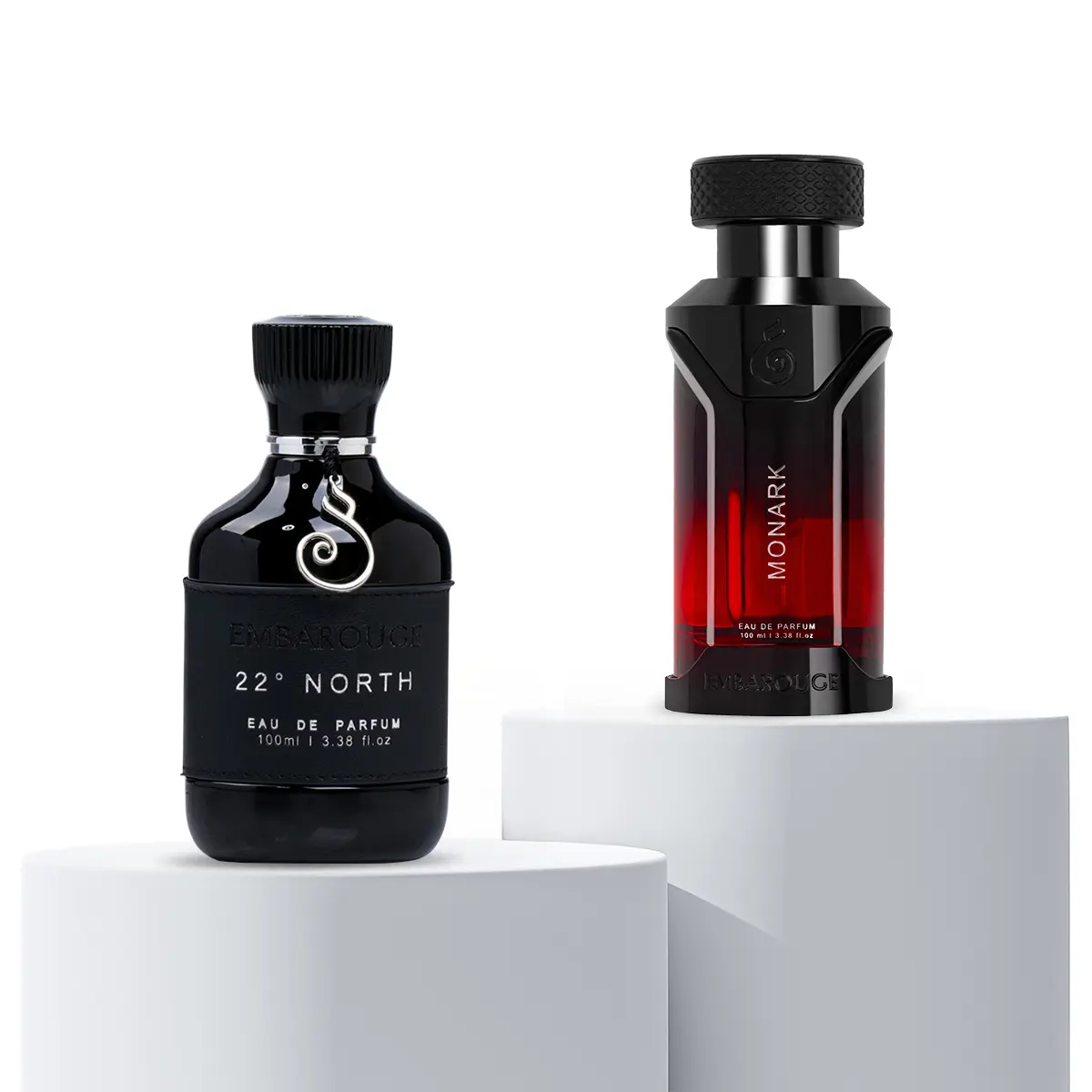 Embarouge The Modern Gentleman's Wardrobe | 2-Pack Perfume Set | 2x100ml (6.8 Fl. Oz Total) | 22° North & Monark | Woody Amber & Warm Spicy Gourmand Fragrance | Long Lasting Eau De Parfum | Perfect Father's Day Gift