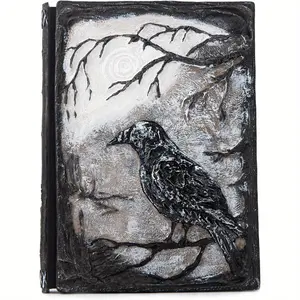 3D Relief Notebook Journal Writing Embossed Notebook Journal Handmade Daily Notepad Antique Travel Diary Gifts For Women Men Dnd Notebook With Blank Paper A5 (7.3" X 5.1" (Black-crow) Drawing Sketchbook