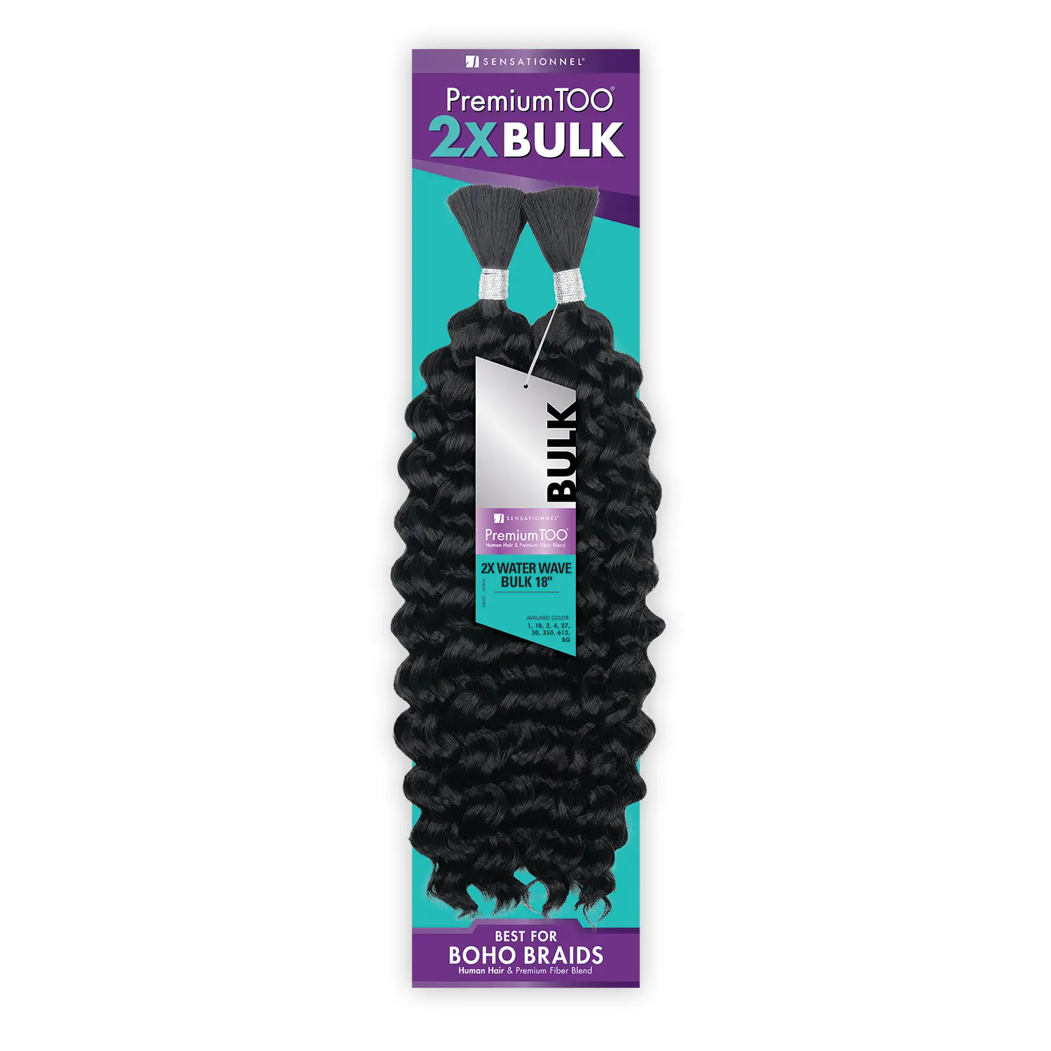 Sensationnel Premium Too Braiding Hair, 18" Water Wave 2X Bulk, Human Hair Blend for Texturizing, Best for Boho Braids and Boho Soft Locs, Boho Goddess Braids, Bulk Extensions