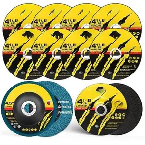 Grinding & Cutting Wheels 4 1/2 inch Set,Angle Grinder Wheel Set,Cut Off Wheels 8 PCS,Grinding Wheel,4.5” Flap Discs for Angle Grinder for Cutting Grinding 8+1+1 PC