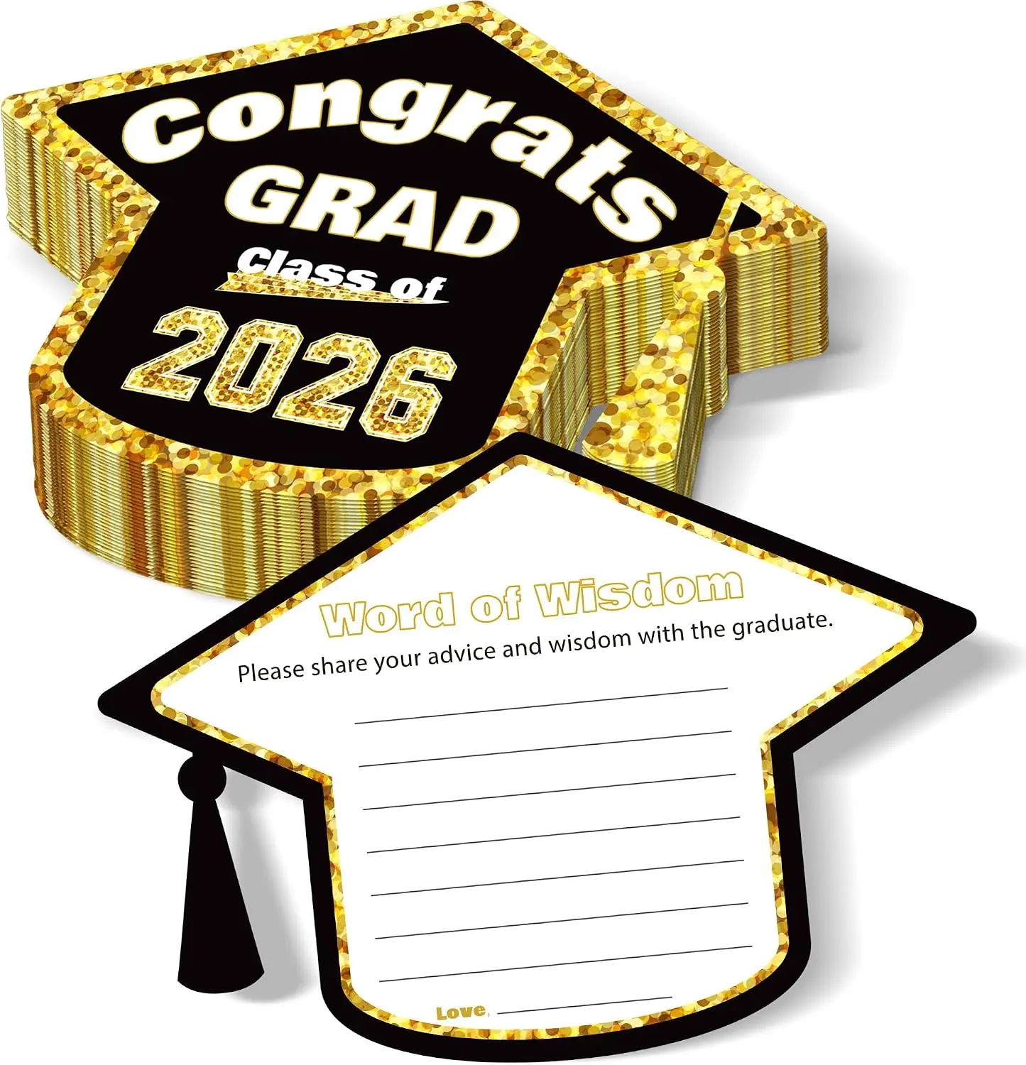 Graduate Advice & Wishes Greeting Cards - 40 Pack, Graduation Party Decorations, Congrats Cards for Class of 2026-2027 Announcements (Office Stationery Supplies)