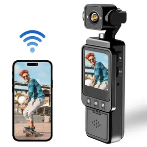 Mini action camera, 360° rotating vlog portable camera, infrared night vision, video recording camera, skiing and cycling wireless WiFi action camera