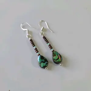 Abalone Shell Earrings with Czech Beads and Silver Hook and Post for Elegant Everyday Wear