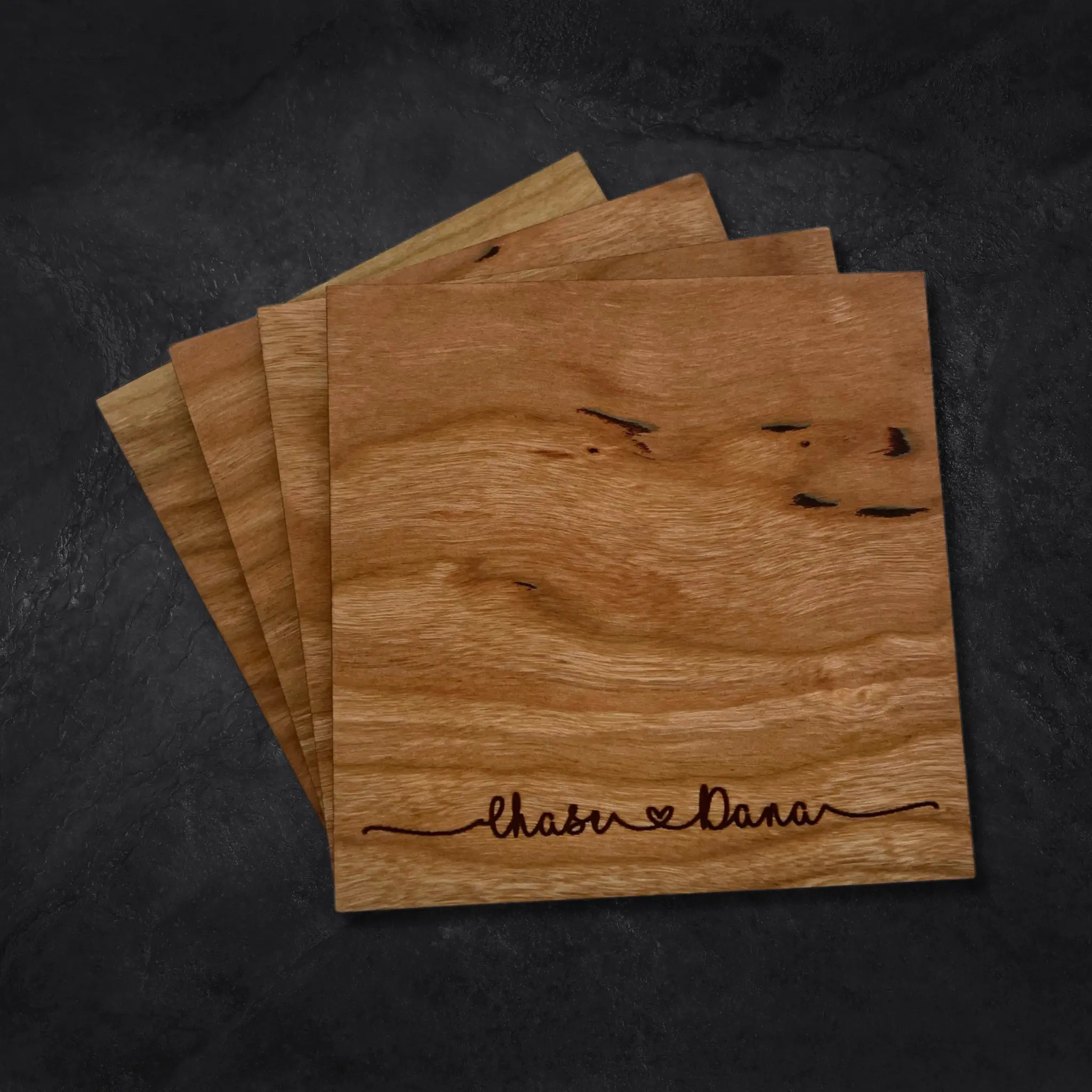 Connected by Love Personalized Wood Coasters - TikTok Shop