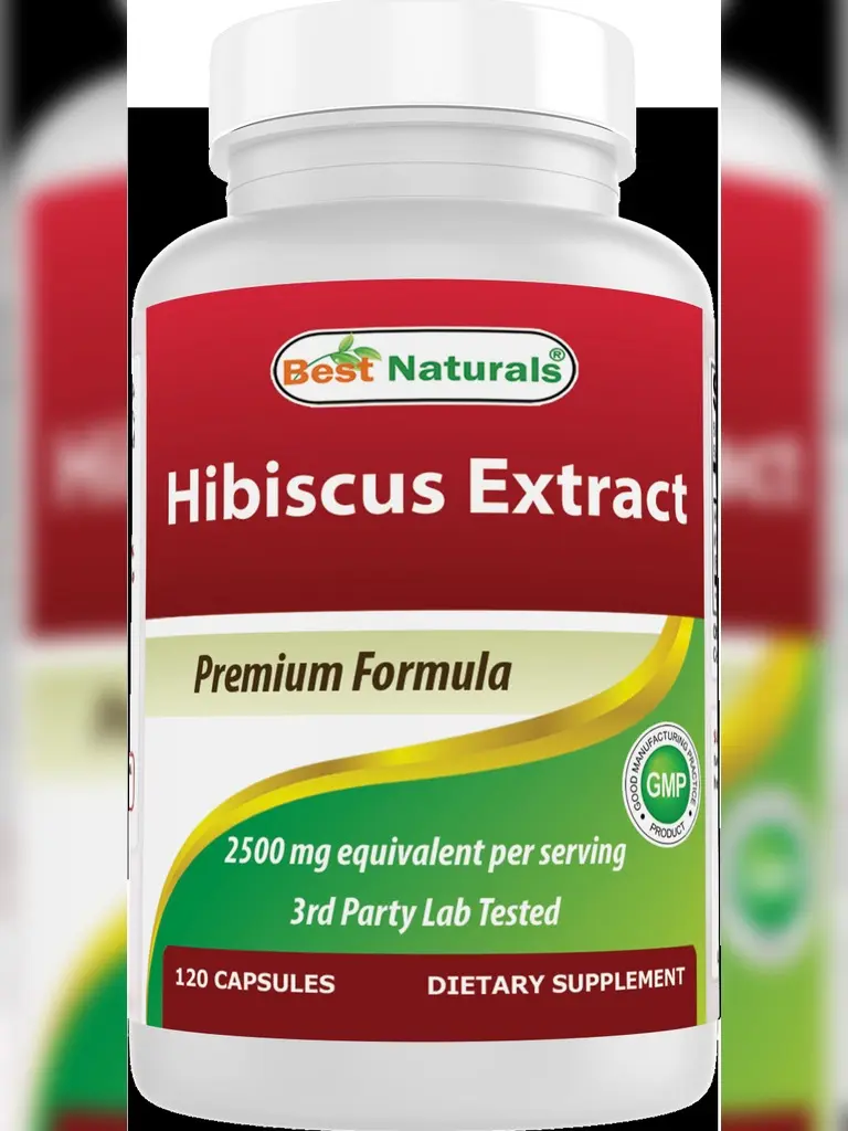 Best Naturals Hibiscus Extract Capsules, 2500 mg Equivalent per Serving, 120 Count
