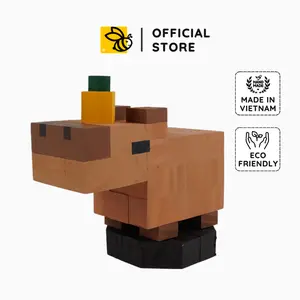 Capybara Wooden Model - 13 x 8 x 12 cm Natural Wooden Block - DIY Minecraft Decor & Coloring Kit with Pre-Mixed Acrylic Paint & Step-by-Step Guide