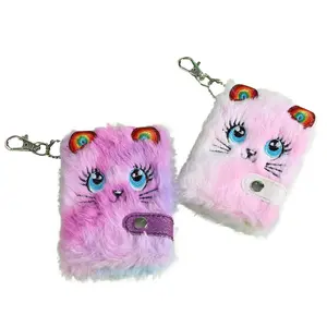Cartoon Plush Pocket Notebook with Thick Blank Pages, Includes Keychain and Mini Plush Toy, Perfect for Cats to Write, Draw, and Travel Journals