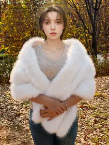 Handmade High-End Autumn Winter Plain Leather Imitation Mink Fur Shawl, Fashionable Versatile Women's Scarf for Warmth, Travel, Cold Weather