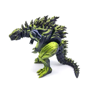 3D Printed Muscle Godzilla Q version Toys Monster Figure Action Joint Model Ornament Kids Gift Height 8cm, length 16cm