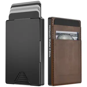 Minimalist Wallet Pop Up Cards With Cash Sleeve,Thumb Swipe Card Holder