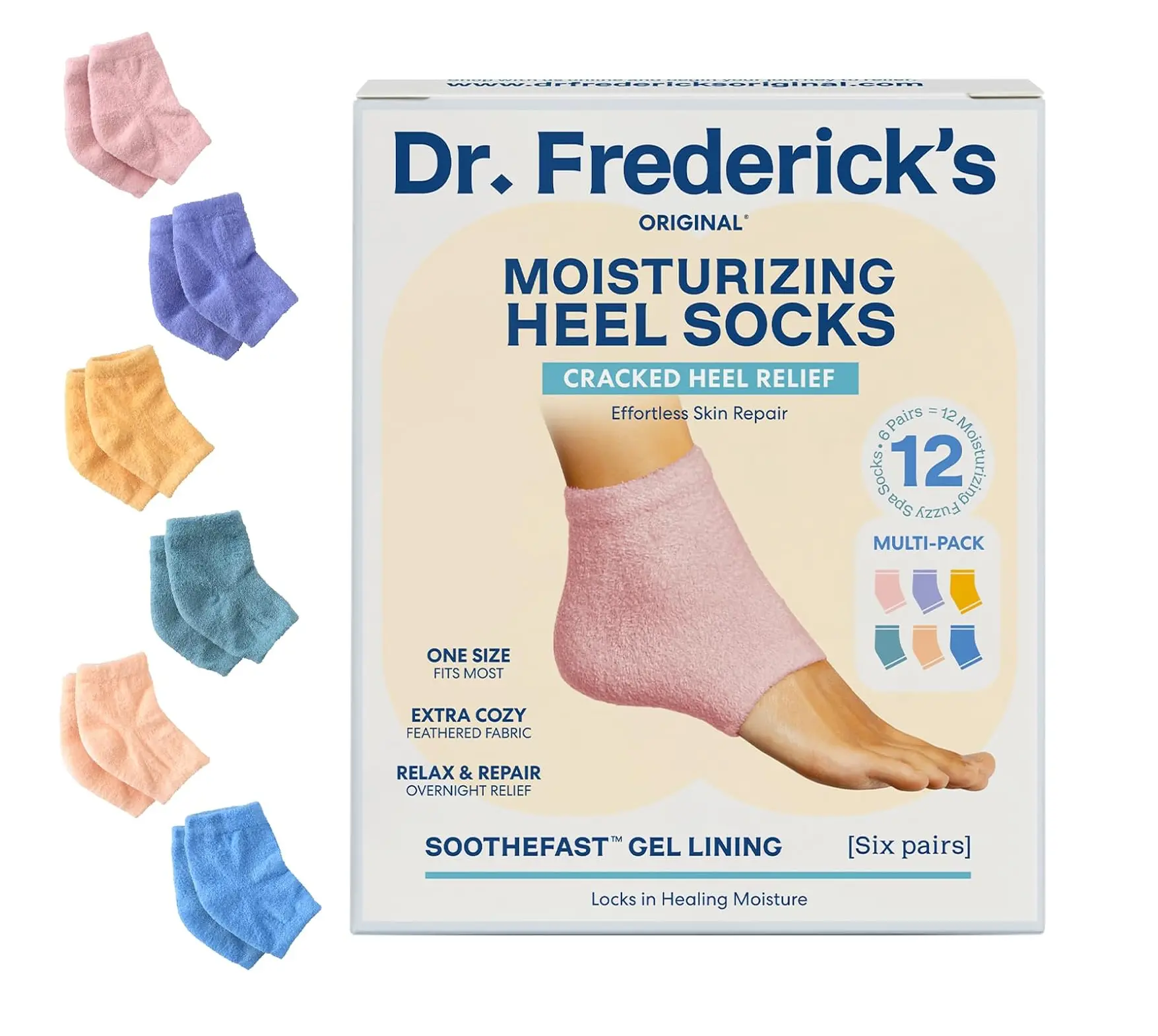 Women's Dr. Frederick's Fuzzy Moisturizing Heel Socks - Variety Pack, 6 Pairs - Essential Fabric Design, Fits Most Women - Great Stocking Stuffers for Christmas, Valentines Day