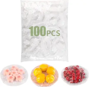 Plastic Bowl Covers 100pcs Elastic Reusable, Shower Caps for Sourdough Bread Proofing, Outdoor Food Covers to keep Bugs Away, Stretch Bowl Covers for Outside, Rising, Fly, Picnic, Fridge